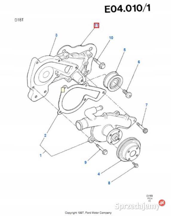 USZCZELKA POMPY WODY FORD FIESTA 8996 18 D