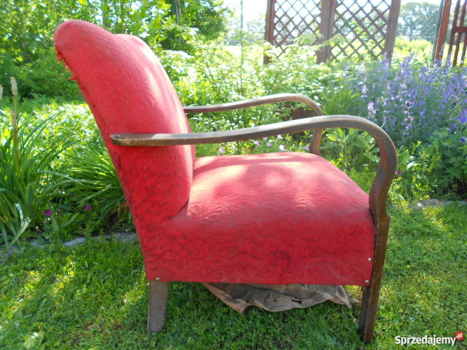 Stary Fotel Drewniany Zabytek na Sprężynach Wrocław