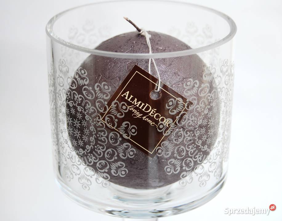 Świecznik szklany Almi Decor kielich grawerowany przezroczysty lubelskie