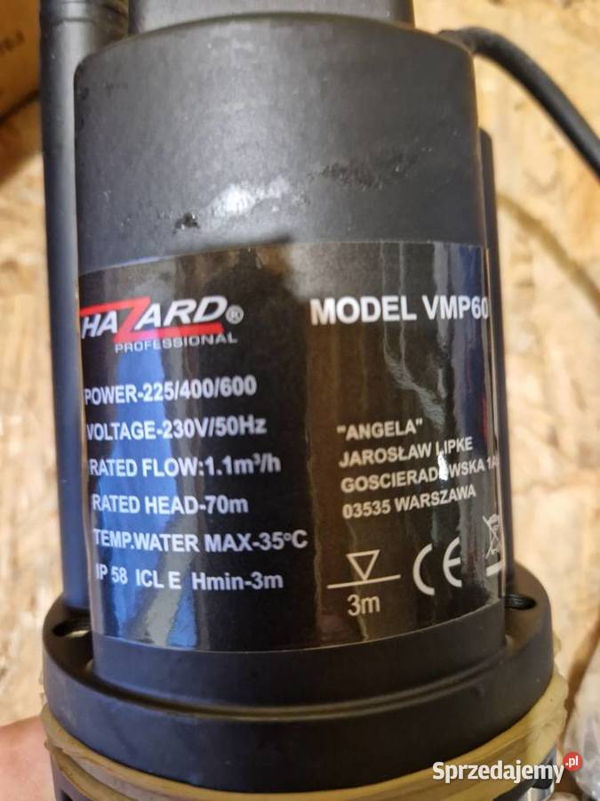 POMPA NUREK DOLNOSSĄCA Hazard VMP 60 11 mh