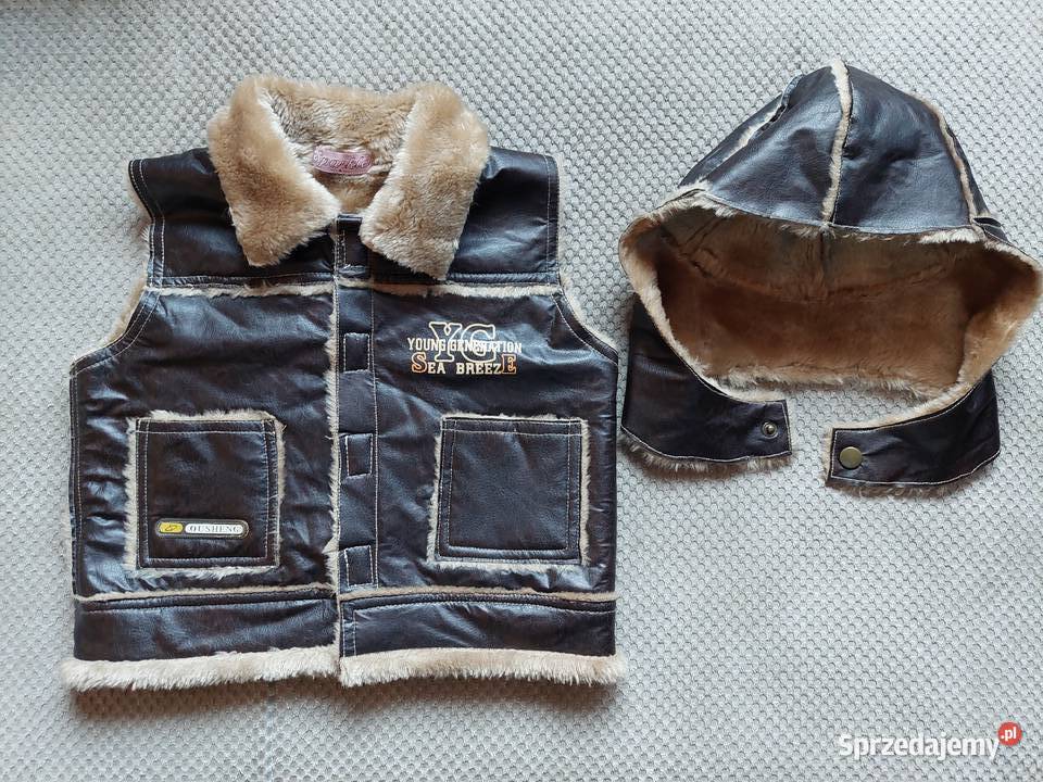 stylowy komplet kamizelka i czapka pilota retro Komplety i zestawy Komplety i zestawy Kraków sprzedam