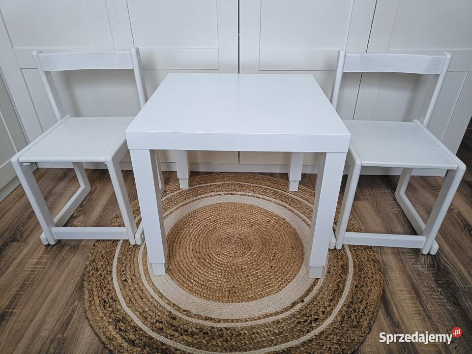 STOLIK 2 krzesła dzieci Biały komplet do zabawy podkarpackie