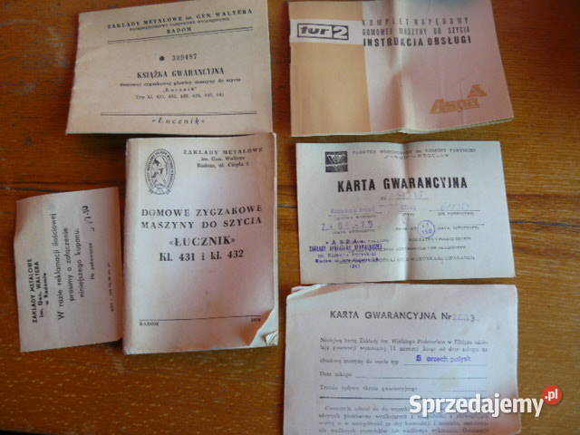 Dokumenty do starej maszyny do szycia Lucznik podkarpackie Rzeszów