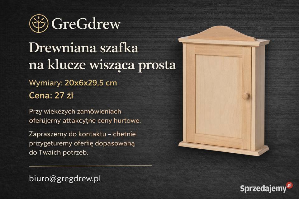 Drewniana szafka na klucze wisząca prosta Białka sprzedam
