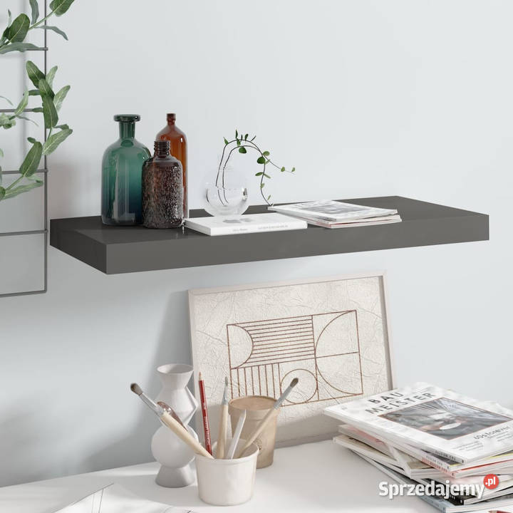 Półka ścienna wysoki połysk szara 60x235x38 MDF mazowieckie Warszawa