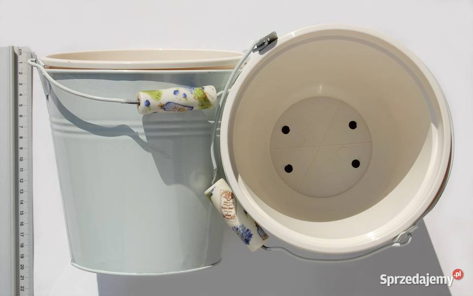 Wiaderko metalowe ceramiczny uchwyt lawenda Lublin