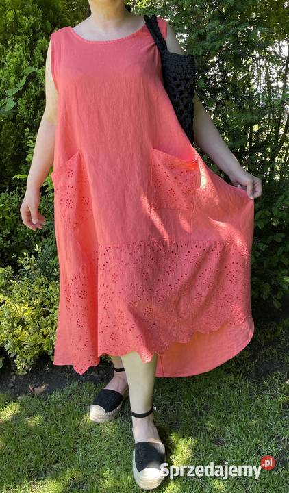 Sukienka lniana koral