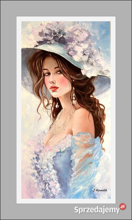 Kowalik Dziewczyna w błękitach 120x60 Obraz Warszawa sprzedam