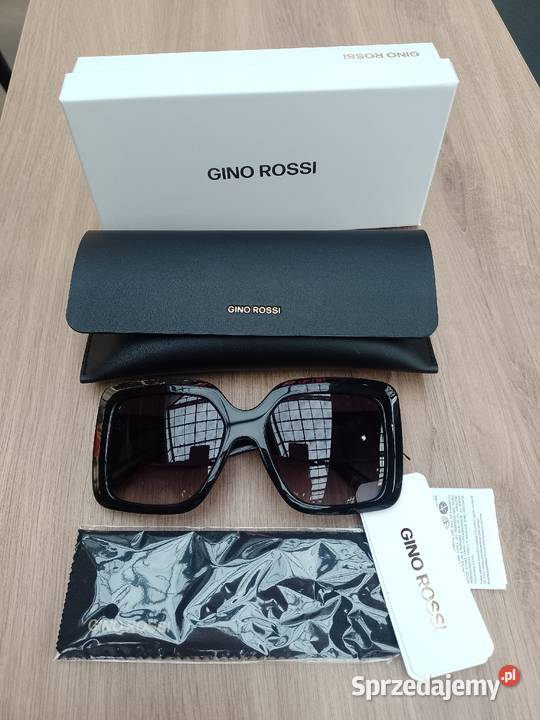 GINO ROSSI Duże czarne okulary przeciwsłoneczne Filtr UV-400 kat. 3 Kraków