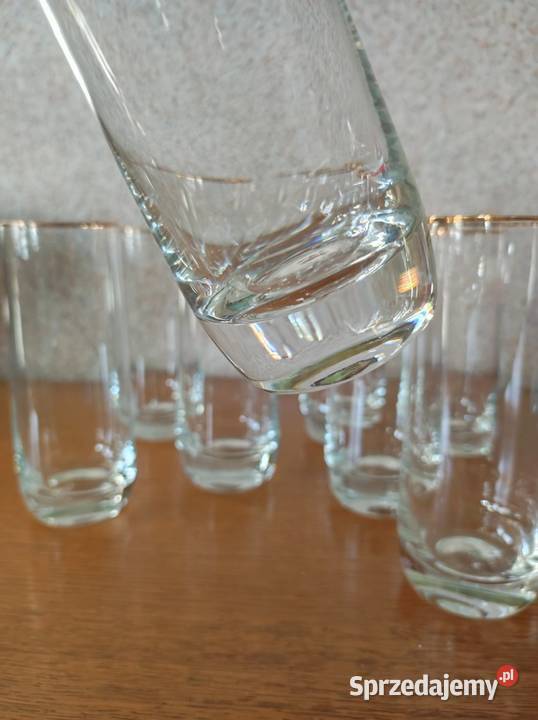 literatki szklanki złocone grube złocone prl Kielce