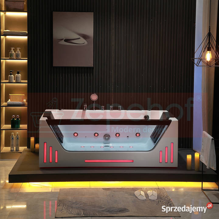 Wanna z hydromasażem EB7066 white prostokątna Grabówka