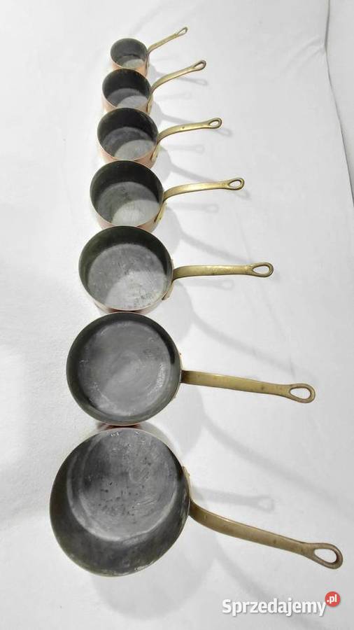 Zestaw siedmiu Francuskich rondli miedzianych