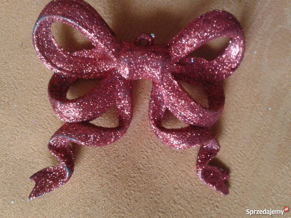 Czerwone wstążki brokatoweOzdoby choinkowe odcienie czerwieni