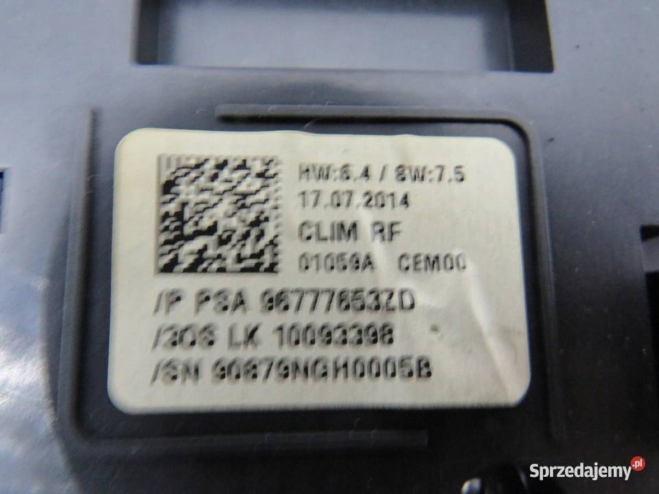 PANEL KLIMATYZACJ PEUGEOT 308 T9 96777653ZD lubelskie