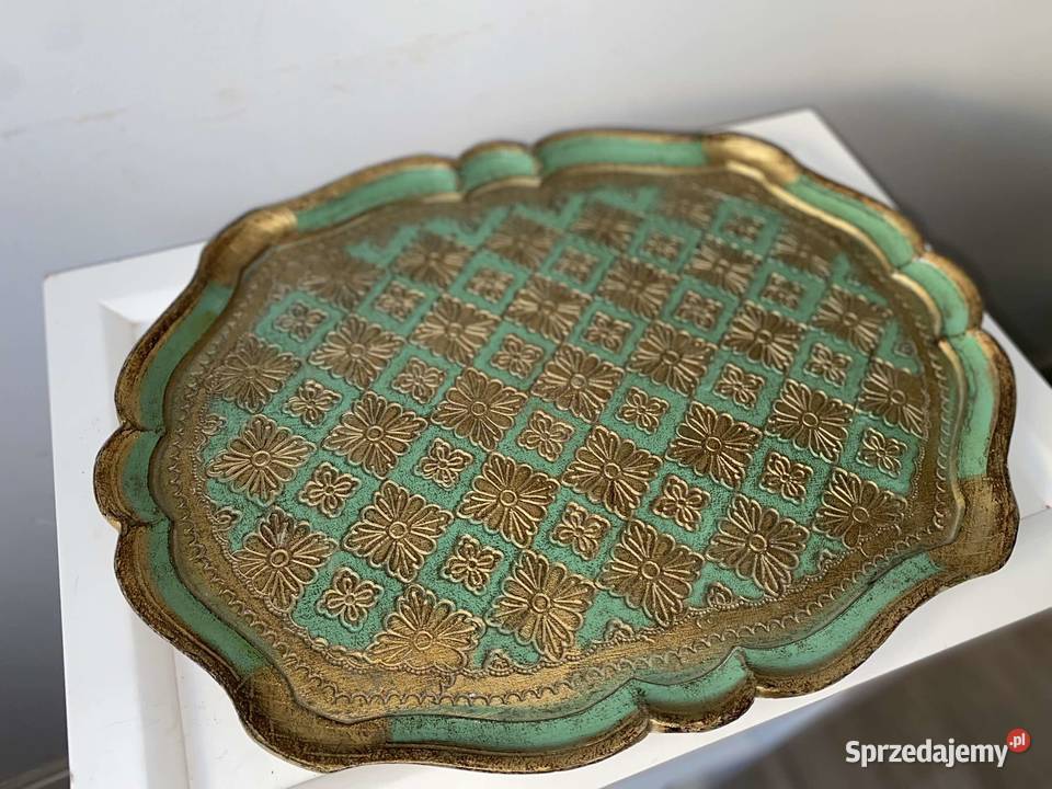 taca tacka drewniana włoska złota zdobiona małopolskie Kraków sprzedam