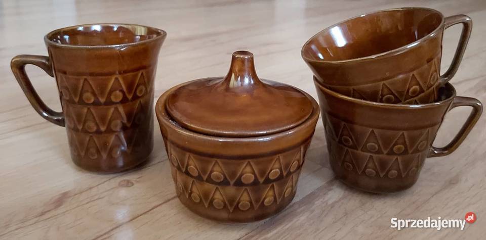 Porcelit Tułowice PRL odcienie brązowego Akcesoria do kawy Kluczbork