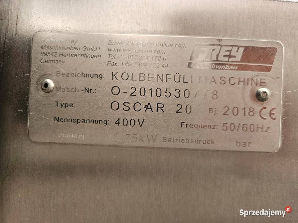 Nadziewarka tłokowa Frey OSCAR 20 Krotoszyn