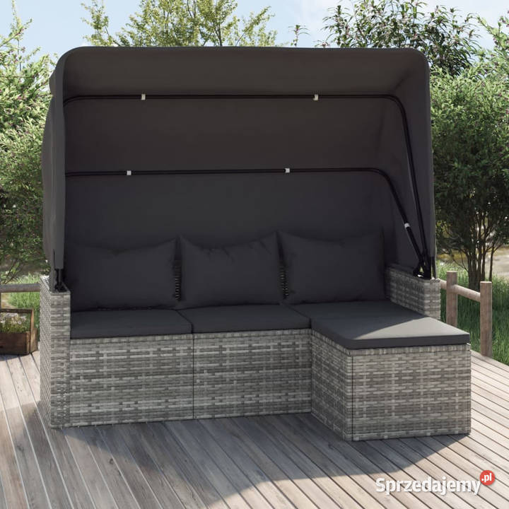 3os sofa ogrodowa z daszkiem i podnóżkiem szara sprzedam
