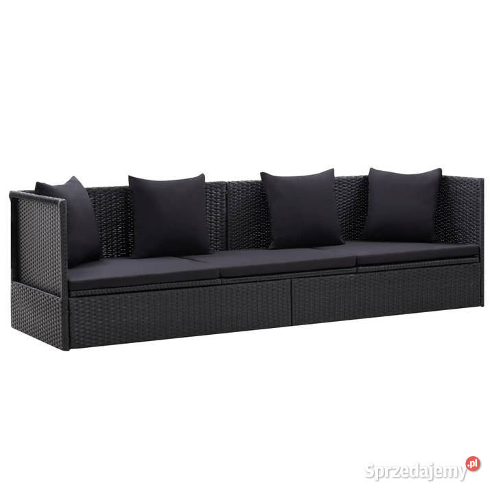 Sofa ogrodowa z poduszkami polirattan czarna Warszawa
