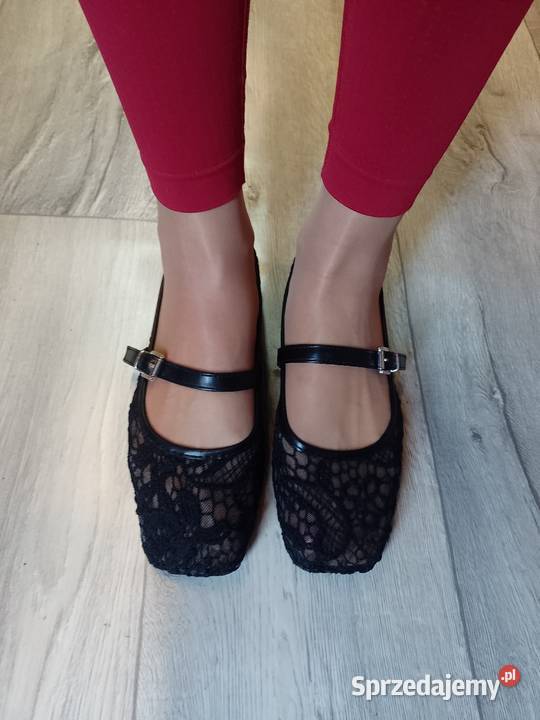 40 Czarne koronkowe baleriny wieczorowe z 25.5cm Kraków sprzedam