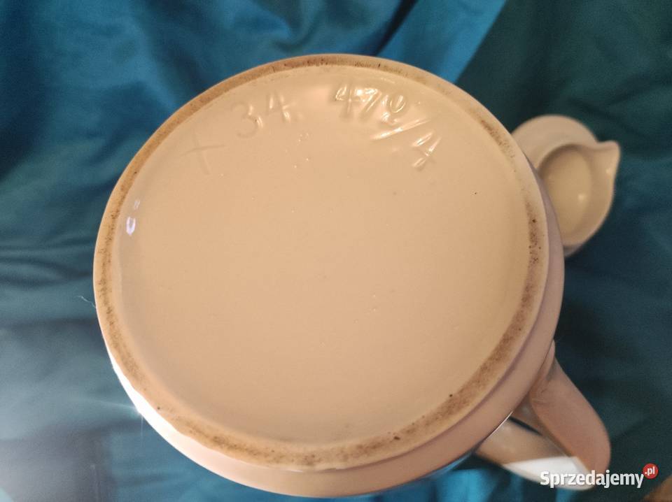 Duży przedwojenny dzbanek biel girlandy Wrocław