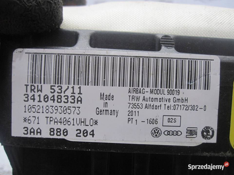 VW PASSAT CC 11r AIRBAG poduszka pasażera Poduszki powietrzne