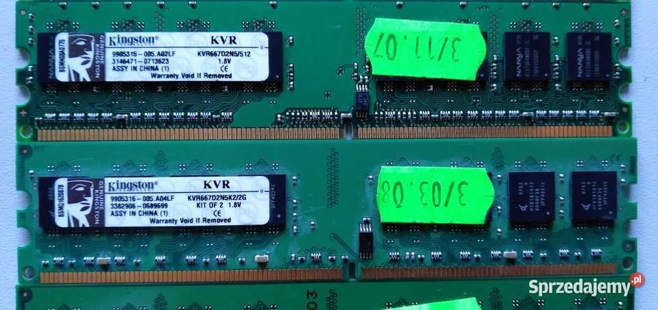 Pamięć RAM Kingston 2 GB PC25300 DDR2667MHz Elektronika Poznań sprzedam