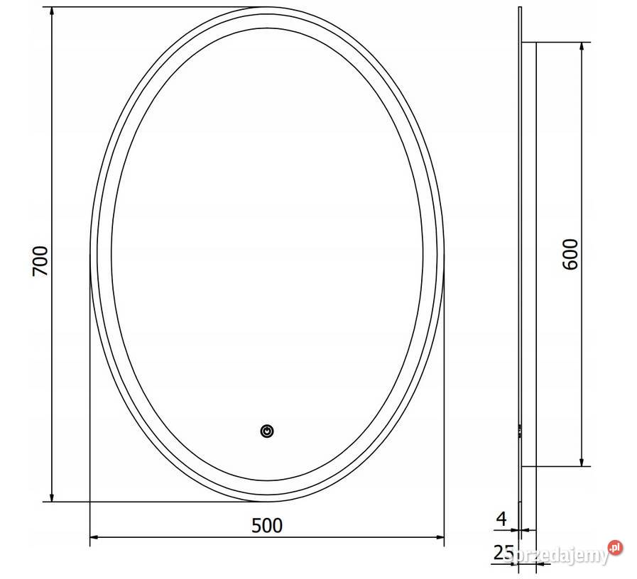 LUSTRO PODŚWIETLANE owalne LED 50x70 Antypara Choroszcz sprzedam