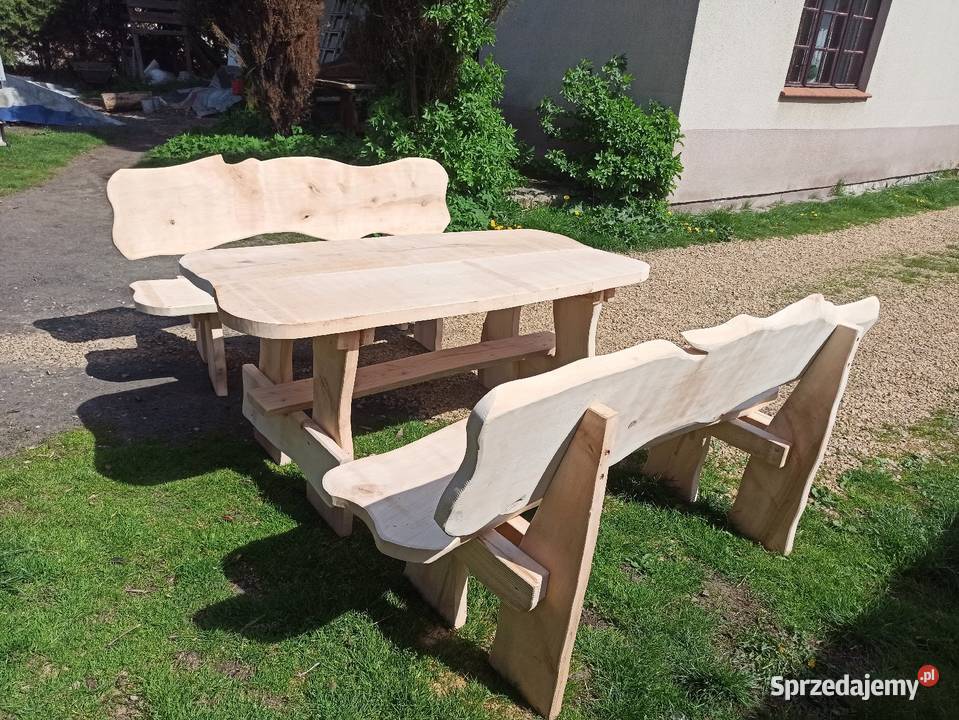 Meble ogrodowe biesiadne z bali Zestawy mebli ogrodowych Woźniki