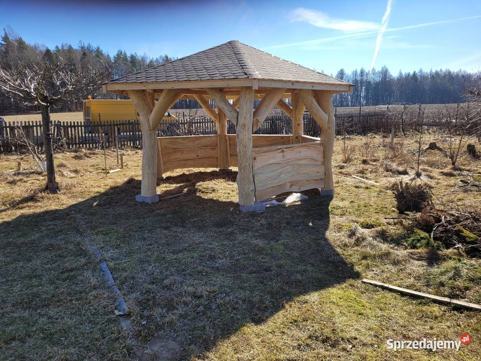 Altana z bali sześcio kątna Architektura ogrodowa Ślęzany