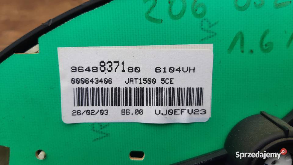 licznik prędkościomież peugeot 206 05r 16 16V dolnośląskie Korzeńsko