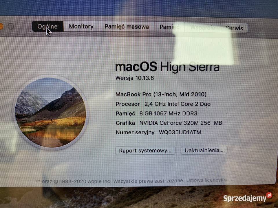 Macbook Pro 133 2010 A1278 8GB DDR3 SSD 240 GB Kościan