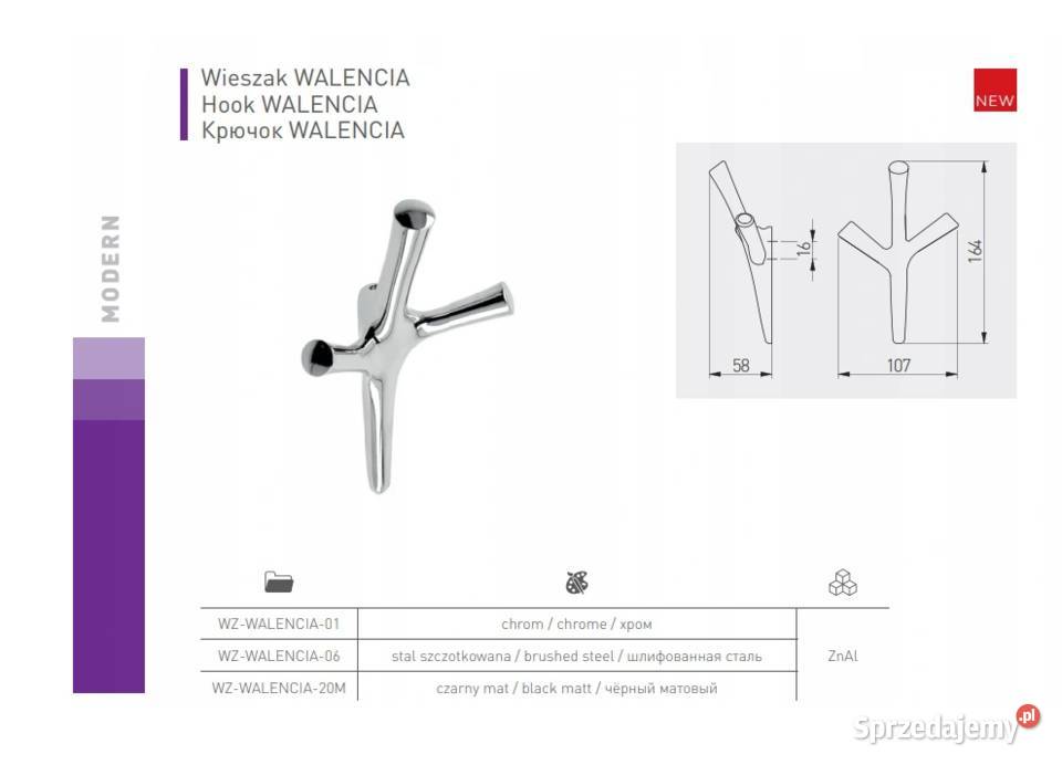 Wieszak meblowy WALENCIA GTV STAL SZCZOTKOWANA Kielce sprzedam