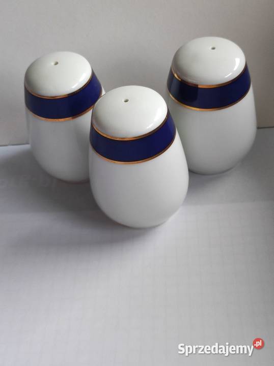 porcelanowa solniczka pieprzniczka złocona