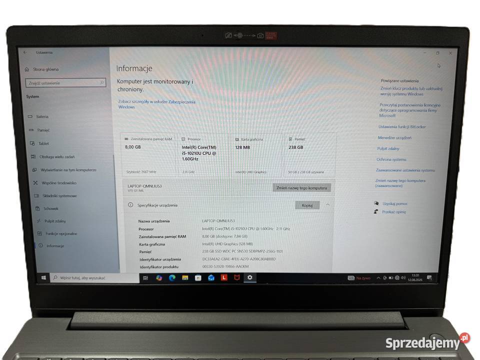 Laptop Lenovo V15 G1 IML 156 Elbląg