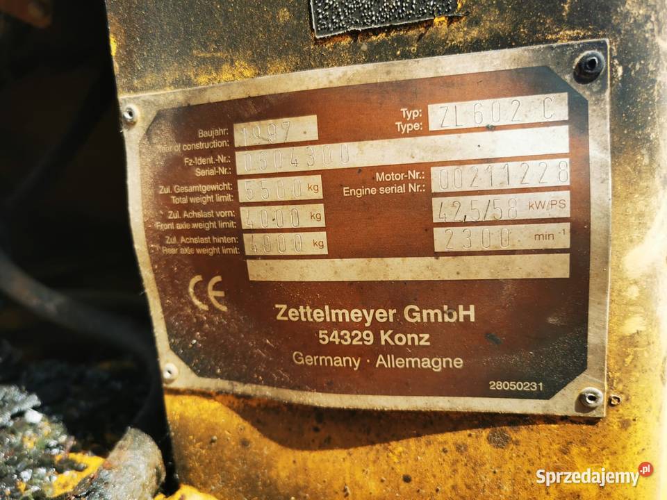 Zettelmeyer 602 C 1997rPartsCzęści Wilkowo