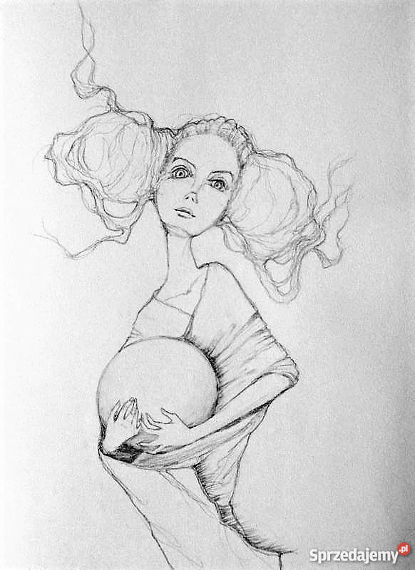 Grafika wykonana ołówkiem Kula artystki plastyka Rękodzieło Katowice