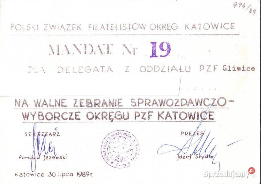 Kart Cp 994 kas okoliczn Mandat 19 Gliwice