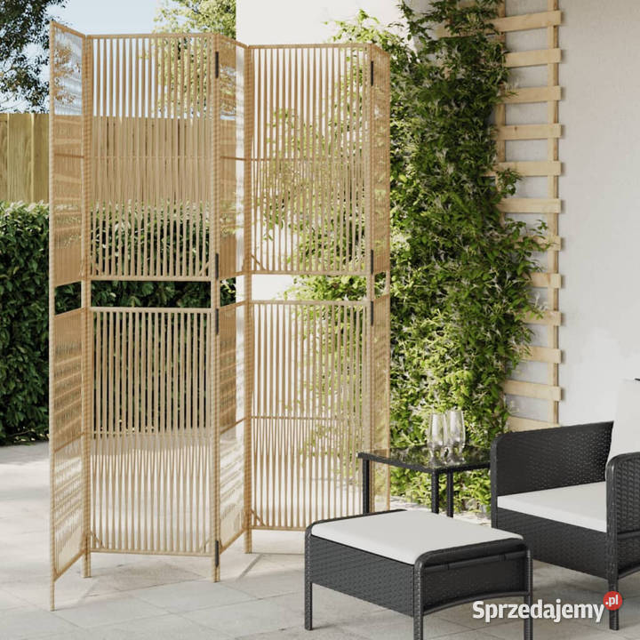 Parawan 5panelowy beżowy polirattan WM365399 mazowieckie Warszawa