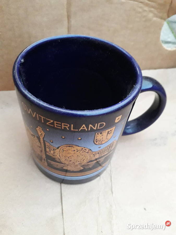 Switzerland Blue Gold Ceramic Coffee Tea Cup Warszawa