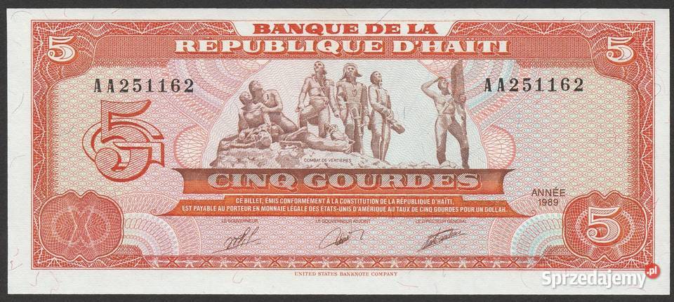 HAITI 5 gourdes 1989 STAN BANKOWY UNC sprzedam