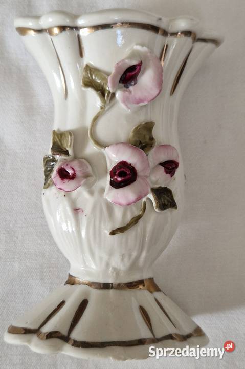 Płaski owalny porcelanowy wazonik Warszawa