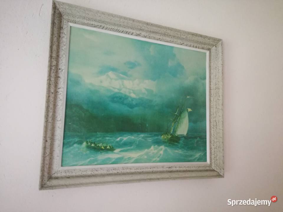 Obraz Burza na morzu 70x59 reprodukcjaŻaglówka Łódź