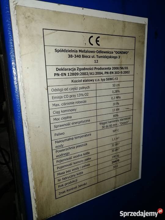 Kocioł Piec OGNIWO s6wc 13kW pompa s miał Groszowice