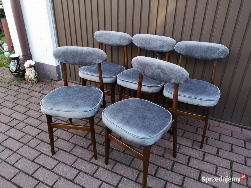 Krzesła PRL Hałas Stare Komplet 5 Sztuk Swarzędz