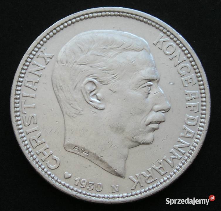 DANIA 2 KORONY 1930 Christian X srebro Numizmatyka łódzkie Łódź