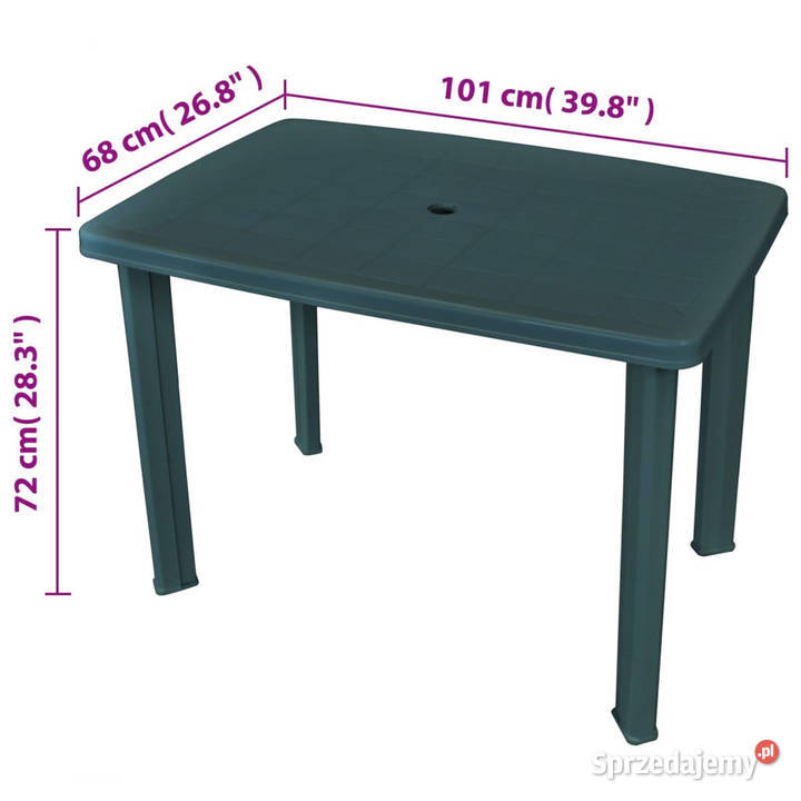 Stół ogrodowy zielony 101 x 68 x 72 plastikowy Warszawa
