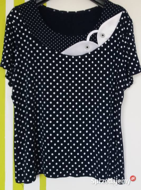 XL48 Bluzka w roszki granatowe tło Butik krótki Gliwice