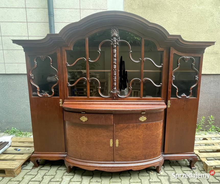 Kredens międzywojenny Art Deco lite drewno mazowieckie