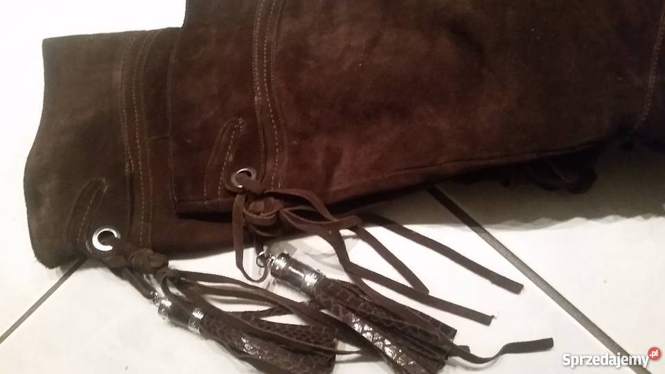 kozaki zamszowe na obcasie kobiece frędzle Kielce